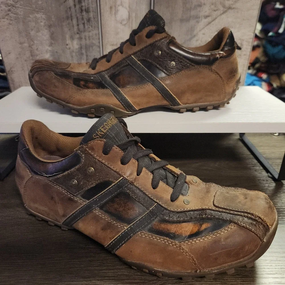 Skechers Citywalk Malton Oxfords Shoes Mens 11.5 Brown Leather Casual Gorpcore